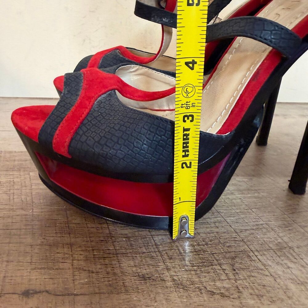 Liliana strappy platform stiletto high heels size 10 red black shoes - Picture 3 of 9